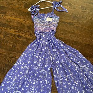 Free People NEW Color My World floral jumpsuit wide leg size M medium smocked